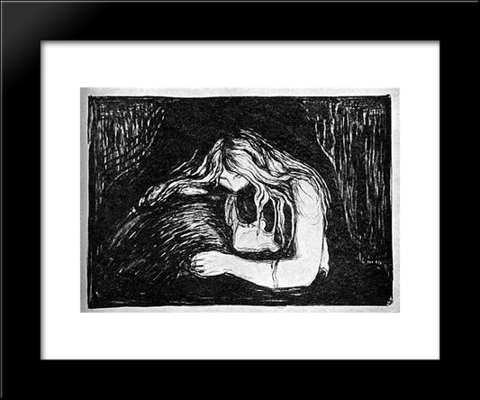 Vampire Ii 20x24 Black Modern Wood Framed Art Print Poster by Munch, Edvard