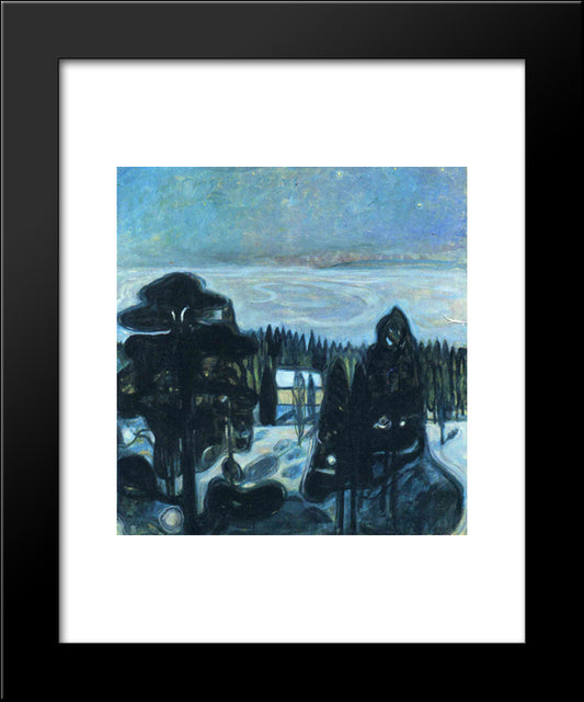 White Night 20x24 Black Modern Wood Framed Art Print Poster by Munch, Edvard