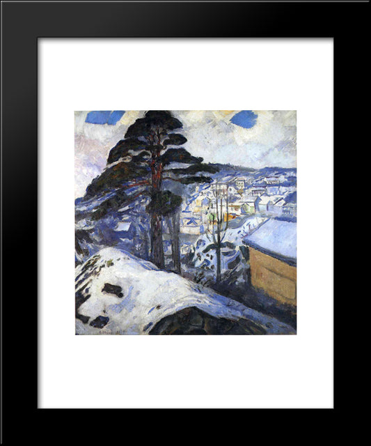 Winter, Kragero 20x24 Black Modern Wood Framed Art Print Poster by Munch, Edvard