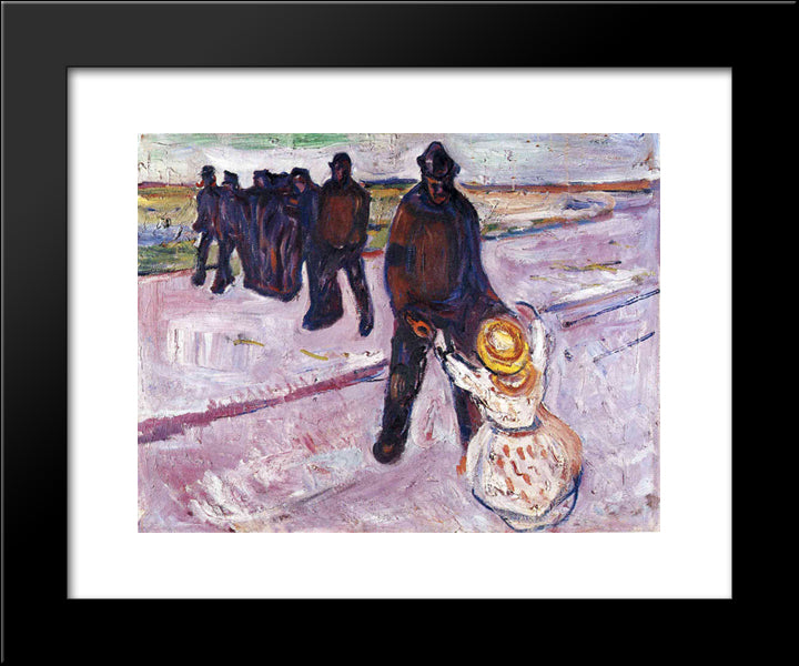 Worker And Child 20x24 Black Modern Wood Framed Art Print Poster by Munch, Edvard