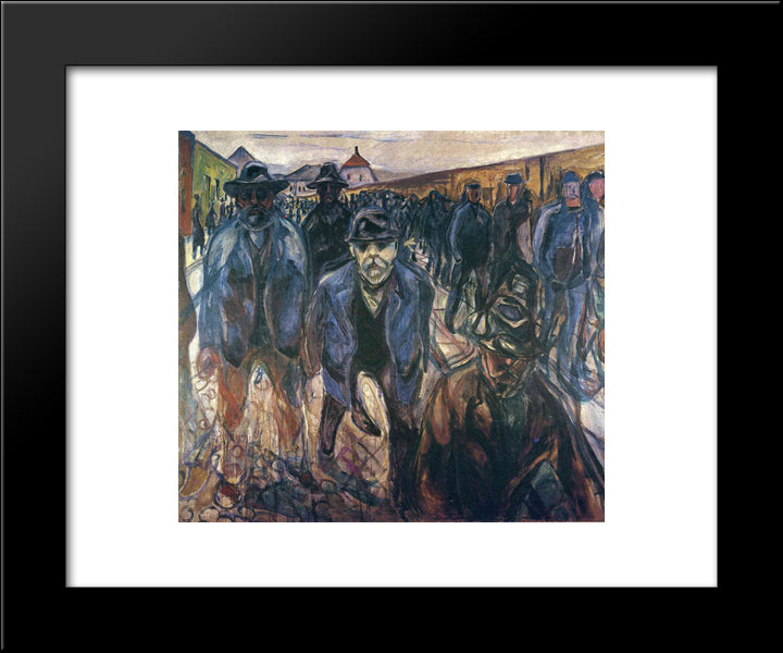 Workers On Their Way Home 20x24 Black Modern Wood Framed Art Print Poster by Munch, Edvard