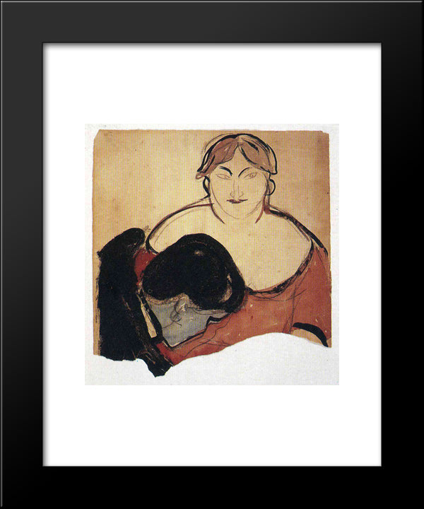 Young Man And Prostitute 20x24 Black Modern Wood Framed Art Print Poster by Munch, Edvard