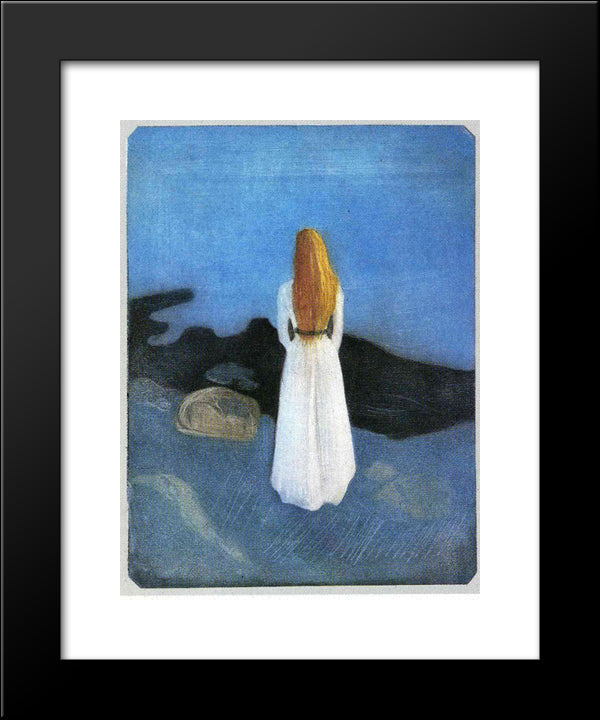 Young Woman On The Shore 20x24 Black Modern Wood Framed Art Print Poster by Munch, Edvard