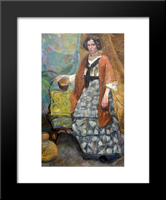 Interior With Artist'S Sister, Emma Weie 20x24 Black Modern Wood Framed Art Print Poster by Weie, Edvard