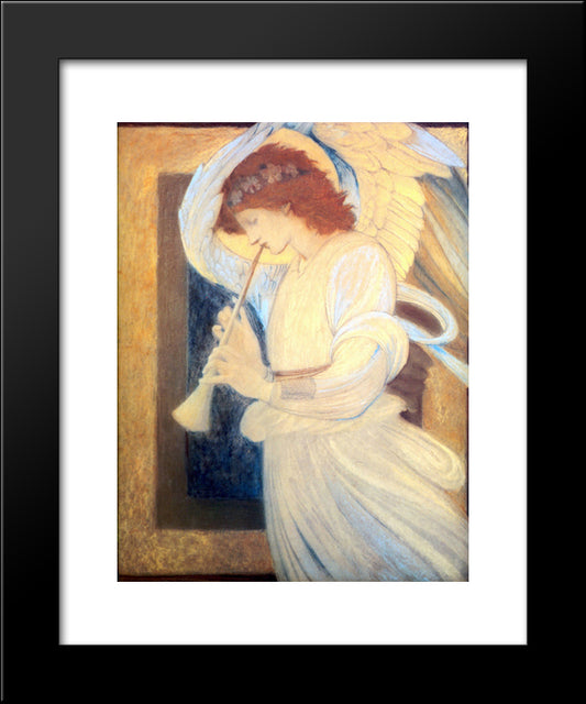 An Angel Playing A Flageolet 20x24 Black Modern Wood Framed Art Print Poster by Burne Jones, Edward