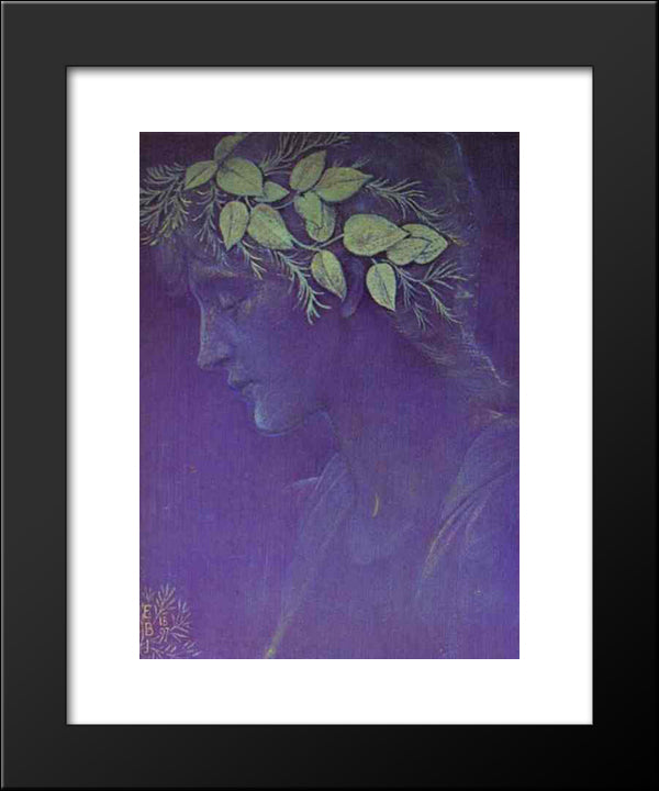 Girl'S Head 20x24 Black Modern Wood Framed Art Print Poster by Burne Jones, Edward