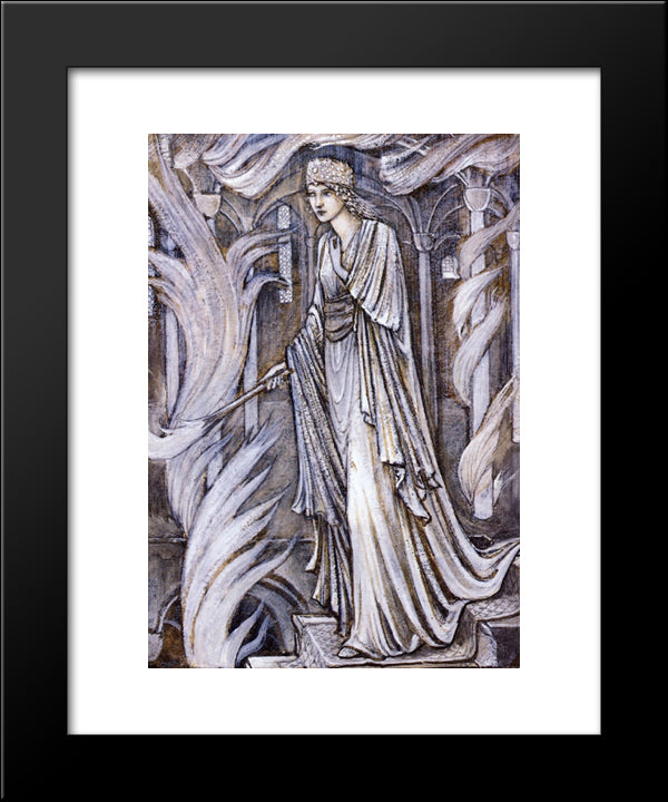 Gudrun Setting Fire To Atli S Palace 20x24 Black Modern Wood Framed Art Print Poster by Burne Jones, Edward