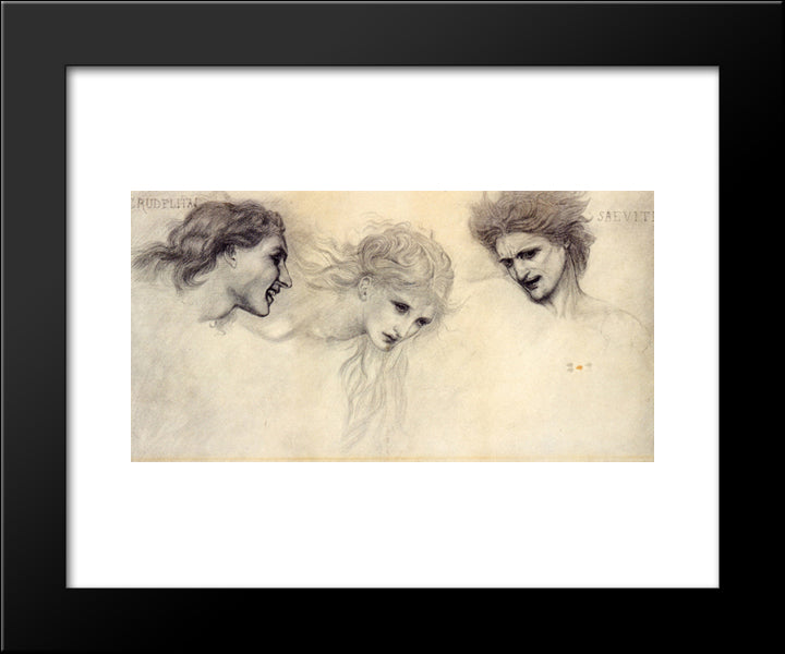 Head Study For The Masque Of Cupid 20x24 Black Modern Wood Framed Art Print Poster by Burne Jones, Edward