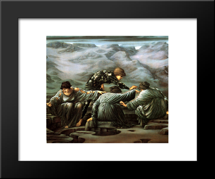 Perseus And The Graiae 20x24 Black Modern Wood Framed Art Print Poster by Burne Jones, Edward