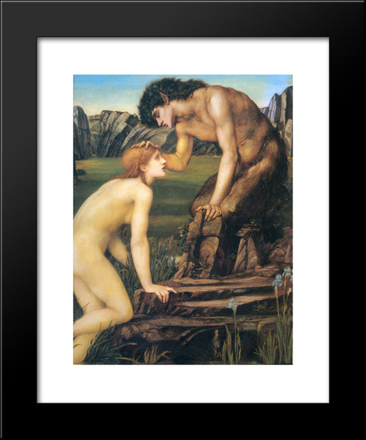 Psyche And Pan 20x24 Black Modern Wood Framed Art Print Poster by Burne Jones, Edward