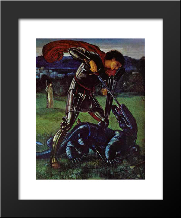 St. George And The Dragon 20x24 Black Modern Wood Framed Art Print Poster by Burne Jones, Edward