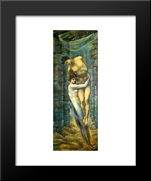 The Depths Of The Sea 20x24 Black Modern Wood Framed Art Print Poster by Burne Jones, Edward