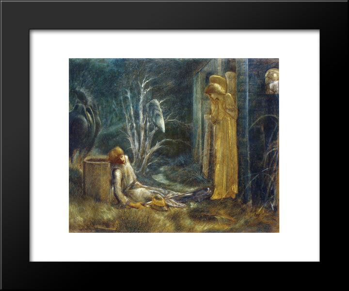 The Dream Of Lancelot (Study) 20x24 Black Modern Wood Framed Art Print Poster by Burne Jones, Edward