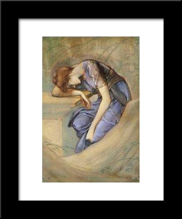 The Garden Court (Study) 20x24 Black Modern Wood Framed Art Print Poster by Burne Jones, Edward