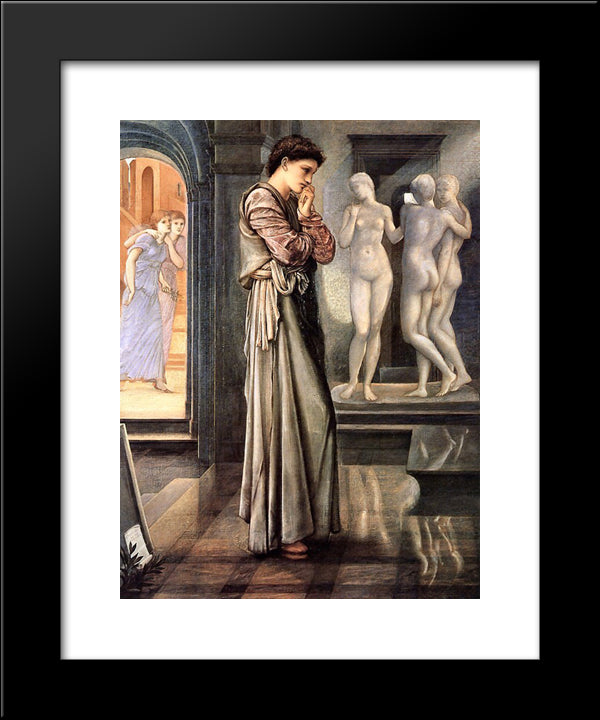 The Heart Desires, Pygmalion 20x24 Black Modern Wood Framed Art Print Poster by Burne Jones, Edward