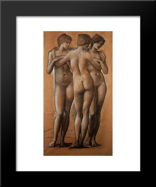 The Three Graces 20x24 Black Modern Wood Framed Art Print Poster by Burne Jones, Edward