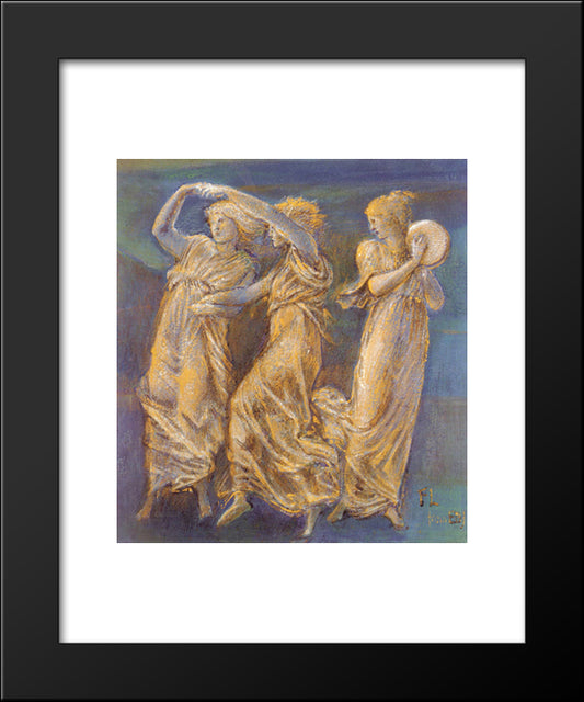 Three Female Figures Dancing And Playing 20x24 Black Modern Wood Framed Art Print Poster by Burne Jones, Edward