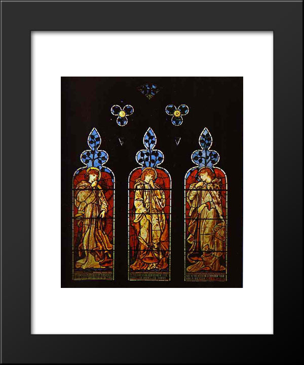 Three Trumpeting Angels 20x24 Black Modern Wood Framed Art Print Poster by Burne Jones, Edward