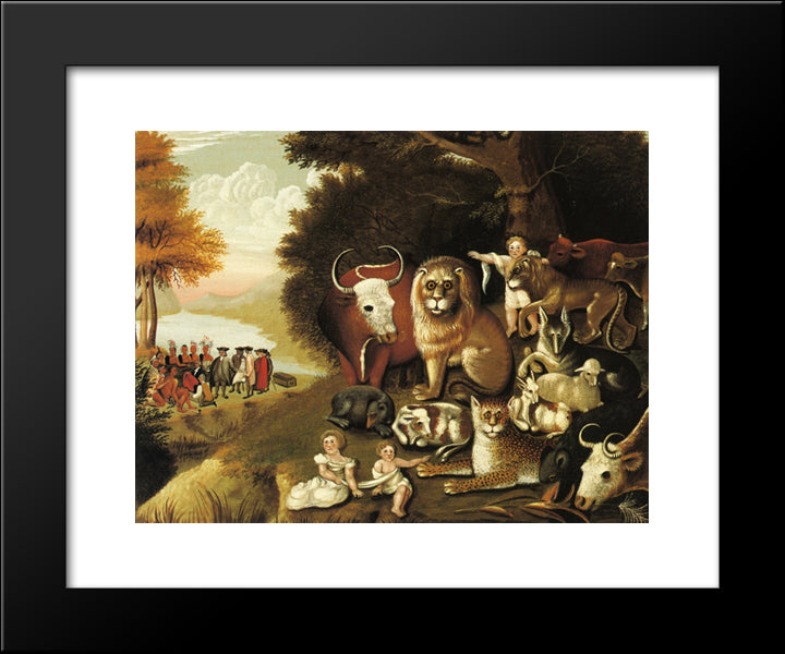 A Peaceable Kingdom 20x24 Black Modern Wood Framed Art Print Poster by Hicks, Edward