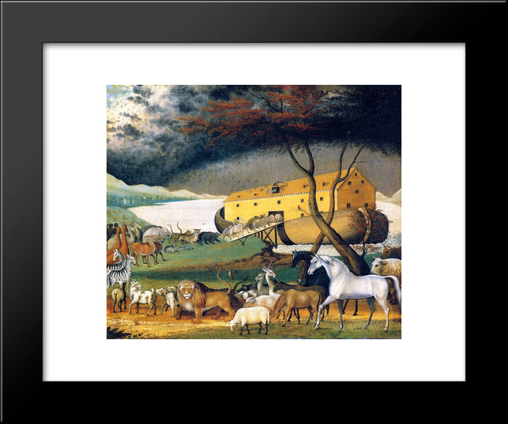 Noah'S Ark 20x24 Black Modern Wood Framed Art Print Poster by Hicks, Edward
