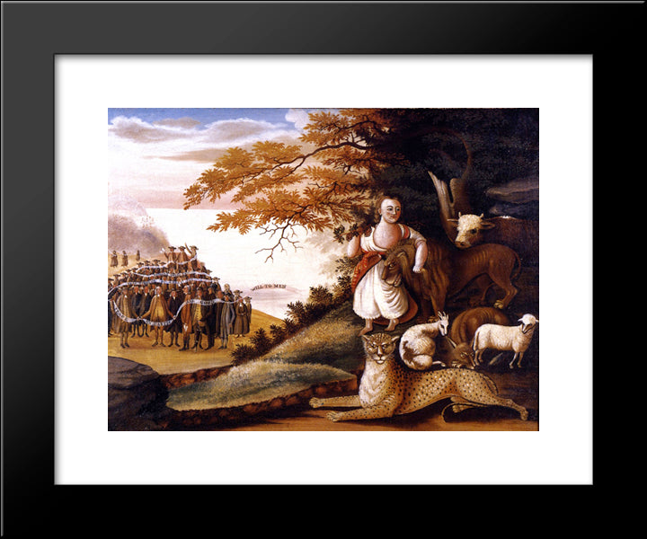 Peaceable Kingdom 20x24 Black Modern Wood Framed Art Print Poster by Hicks, Edward