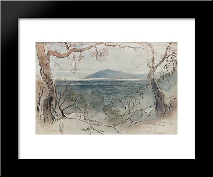 A View Of Santa Maura, Levkas, Ionian Islands 20x24 Black Modern Wood Framed Art Print Poster by Lear, Edward