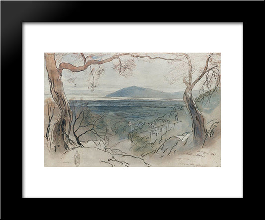 A View Of Santa Maura, Levkas, Ionian Islands 20x24 Black Modern Wood Framed Art Print Poster by Lear, Edward