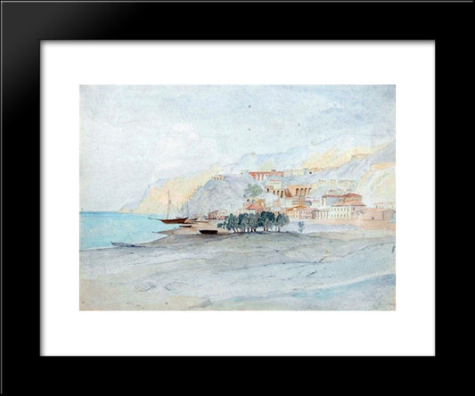 Bagnara Calabra 20x24 Black Modern Wood Framed Art Print Poster by Lear, Edward