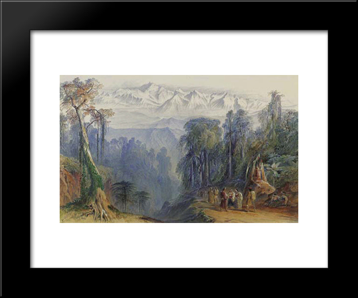 Kinchinjunga From Darjeeling, Himalayas 20x24 Black Modern Wood Framed Art Print Poster by Lear, Edward