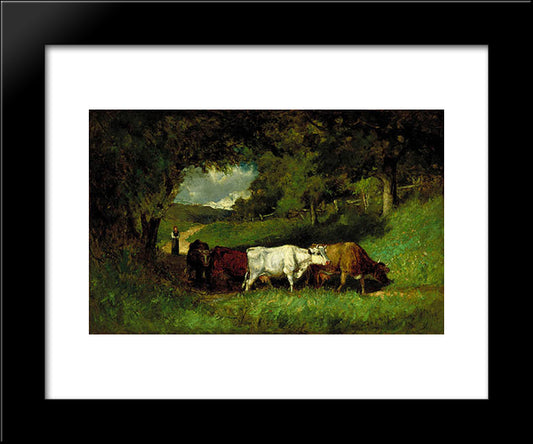 Driving Home The Cows 20x24 Black Modern Wood Framed Art Print Poster by Bannister, Edward Mitchell