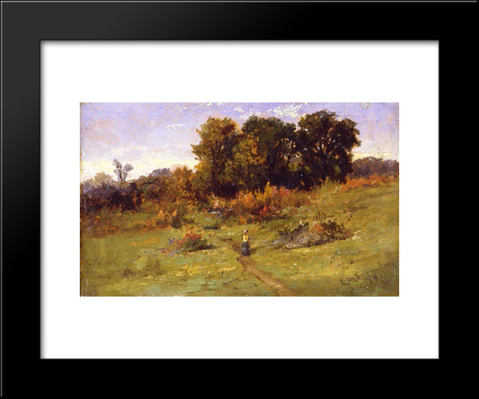 Landscape With Woman Walking On Path 20x24 Black Modern Wood Framed Art Print Poster by Bannister, Edward Mitchell