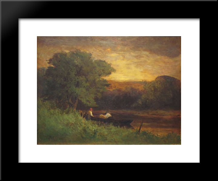 River Scene 20x24 Black Modern Wood Framed Art Print Poster by Bannister, Edward Mitchell