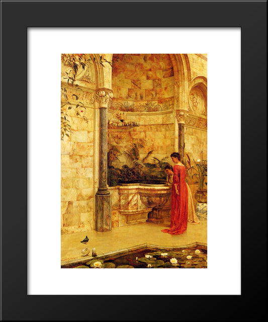 Elegant Ladies By A Fountain 20x24 Black Modern Wood Framed Art Print Poster by Taylor, Edward R.