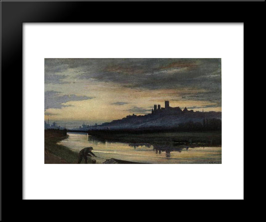 Lincoln Cathedral, Evening 20x24 Black Modern Wood Framed Art Print Poster by Taylor, Edward R.