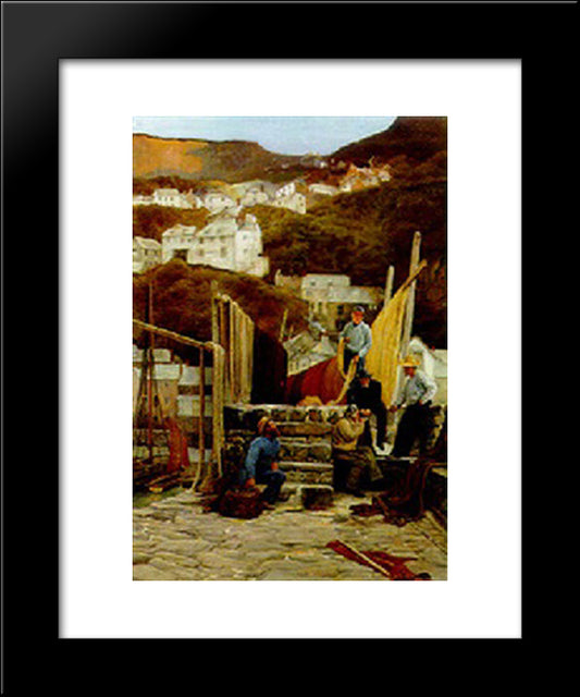 Mending The Nets 20x24 Black Modern Wood Framed Art Print Poster by Taylor, Edward R.