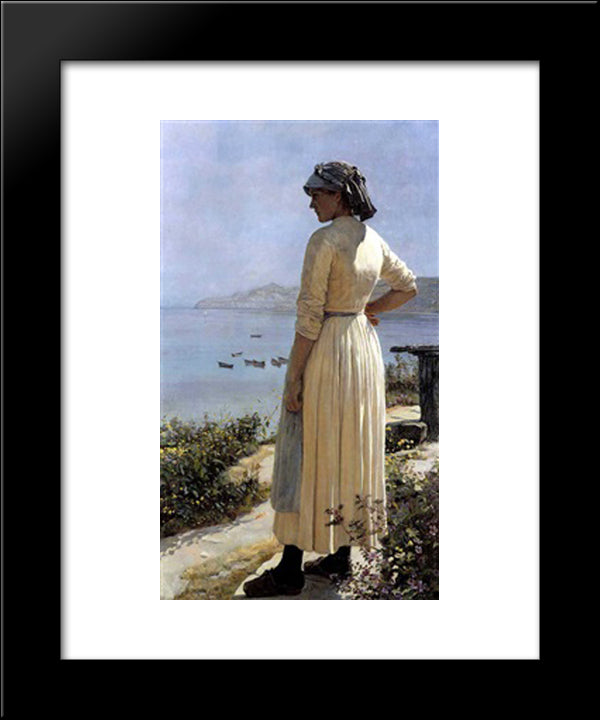 On The Look Out For Her Boat 20x24 Black Modern Wood Framed Art Print Poster by Taylor, Edward R.