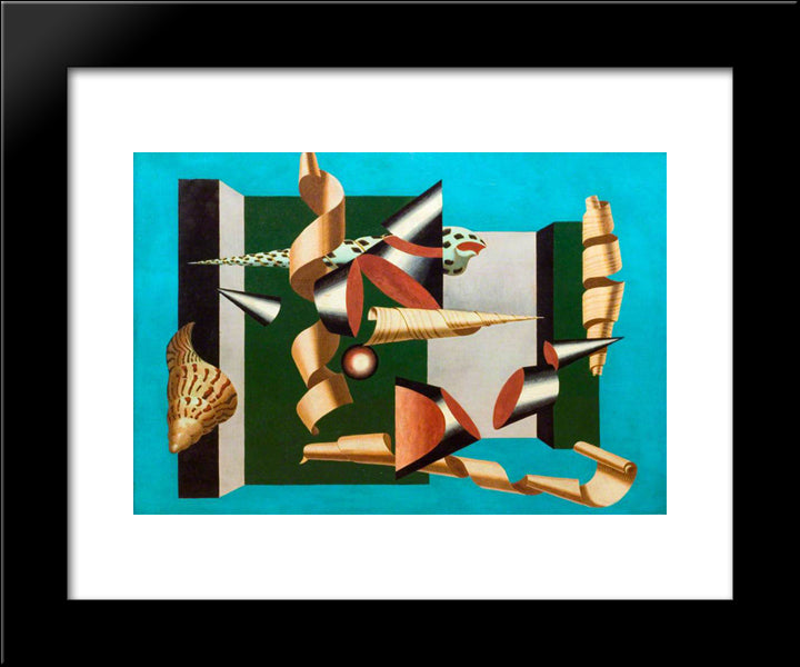 Composition - Cones And Spirals 20x24 Black Modern Wood Framed Art Print Poster by Wadsworth, Edward
