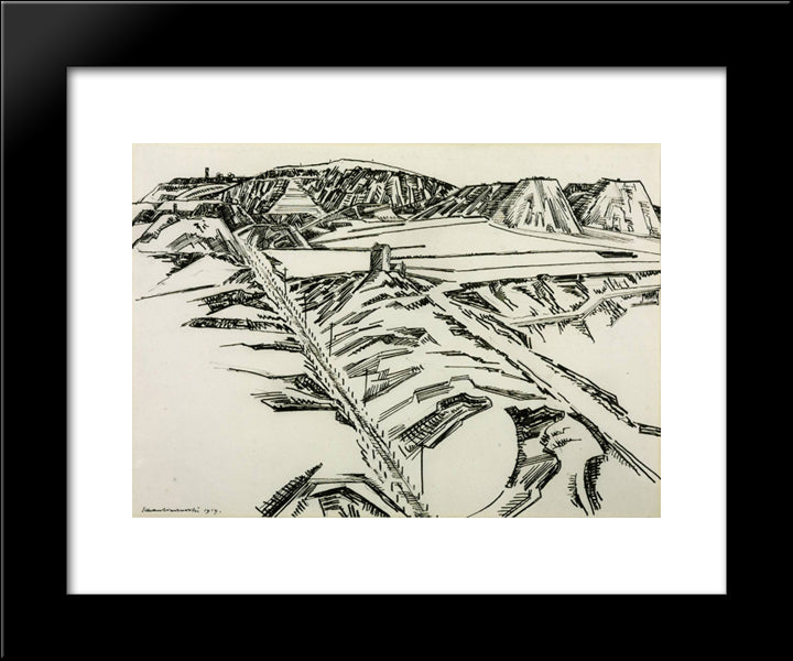 Granite Quarries, Darby Hill, Oldbury 20x24 Black Modern Wood Framed Art Print Poster by Wadsworth, Edward