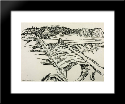 Granite Quarries, Darby Hill, Oldbury 20x24 Black Modern Wood Framed Art Print Poster by Wadsworth, Edward