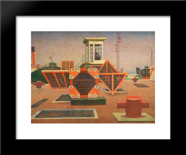Imaginary Harbour Ii 20x24 Black Modern Wood Framed Art Print Poster by Wadsworth, Edward