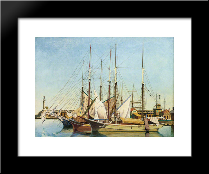 L'Avant Port, Marseilles 20x24 Black Modern Wood Framed Art Print Poster by Wadsworth, Edward