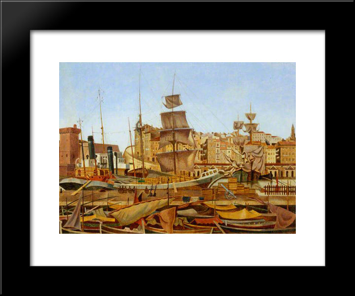 Marseilles Harbour, Quai Du Port 20x24 Black Modern Wood Framed Art Print Poster by Wadsworth, Edward
