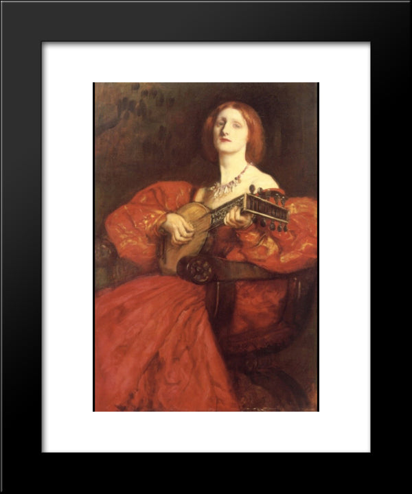 La Joueuse De Luth 20x24 Black Modern Wood Framed Art Print Poster by Abbey, Edwin Austin