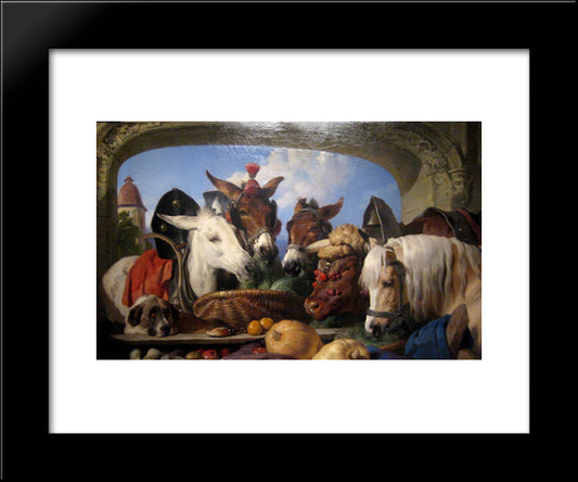 A Group Of Animals, Geneva 20x24 Black Modern Wood Framed Art Print Poster by Landseer, Edwin Henry