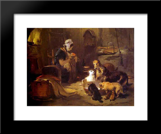 A Highland Breakfast 20x24 Black Modern Wood Framed Art Print Poster by Landseer, Edwin Henry