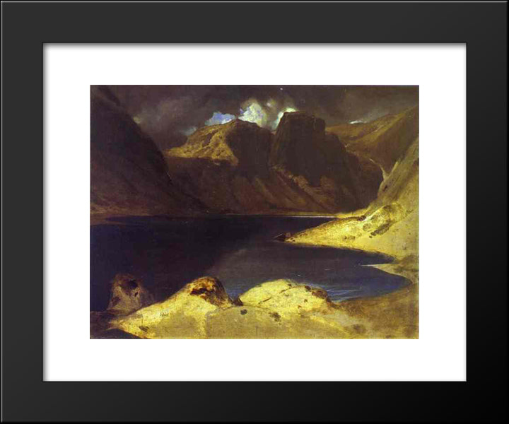 A Lake Scene Effect Of A Storm 20x24 Black Modern Wood Framed Art Print Poster by Landseer, Edwin Henry