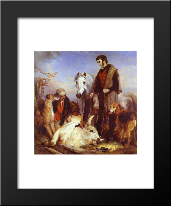 Death Of The Wild Bull 20x24 Black Modern Wood Framed Art Print Poster by Landseer, Edwin Henry