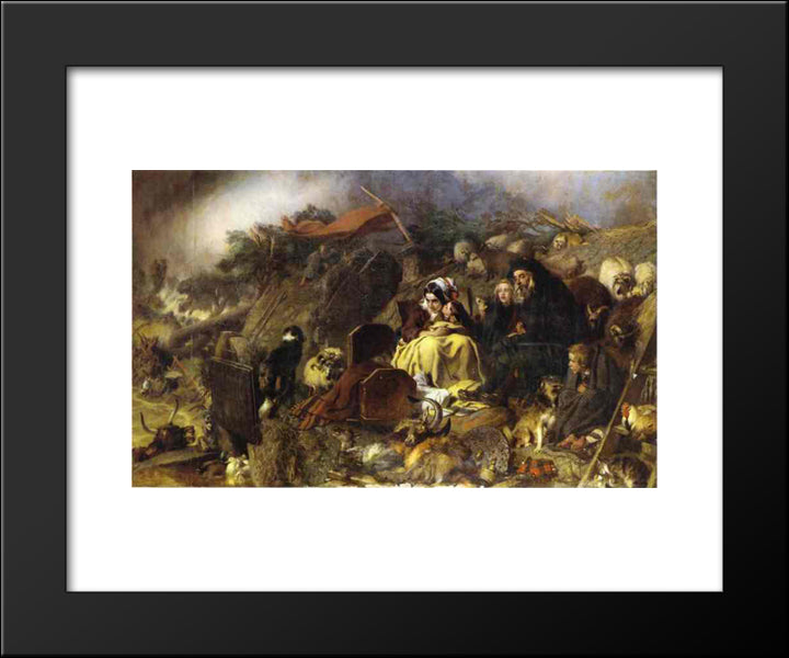 Flood In The Highlands 20x24 Black Modern Wood Framed Art Print Poster by Landseer, Edwin Henry