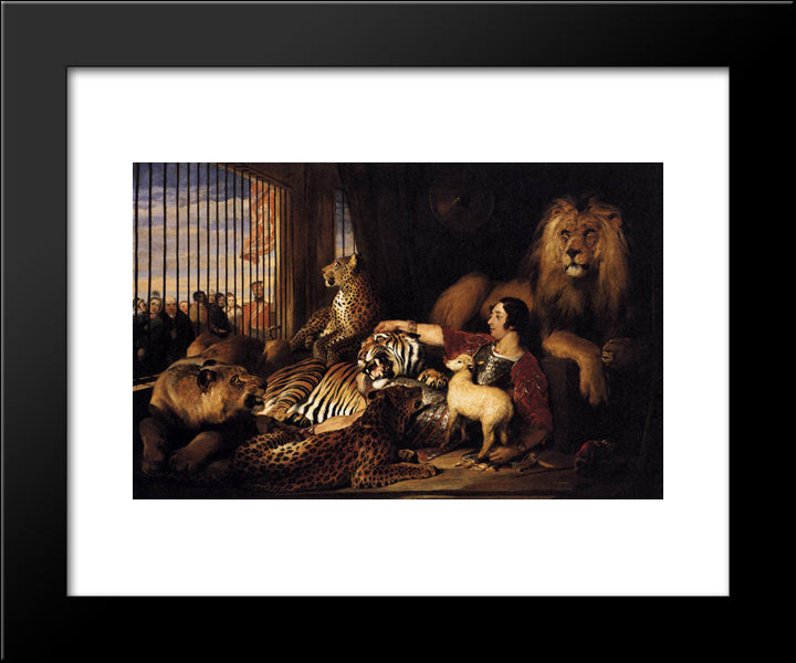 Isaac Van Amburgh And His Animals 20x24 Black Modern Wood Framed Art Print Poster by Landseer, Edwin Henry