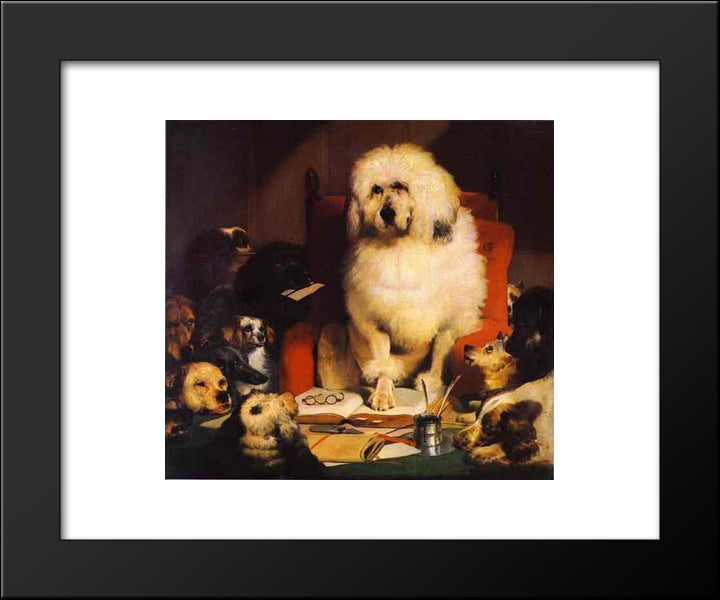 Laying Down The Law 20x24 Black Modern Wood Framed Art Print Poster by Landseer, Edwin Henry